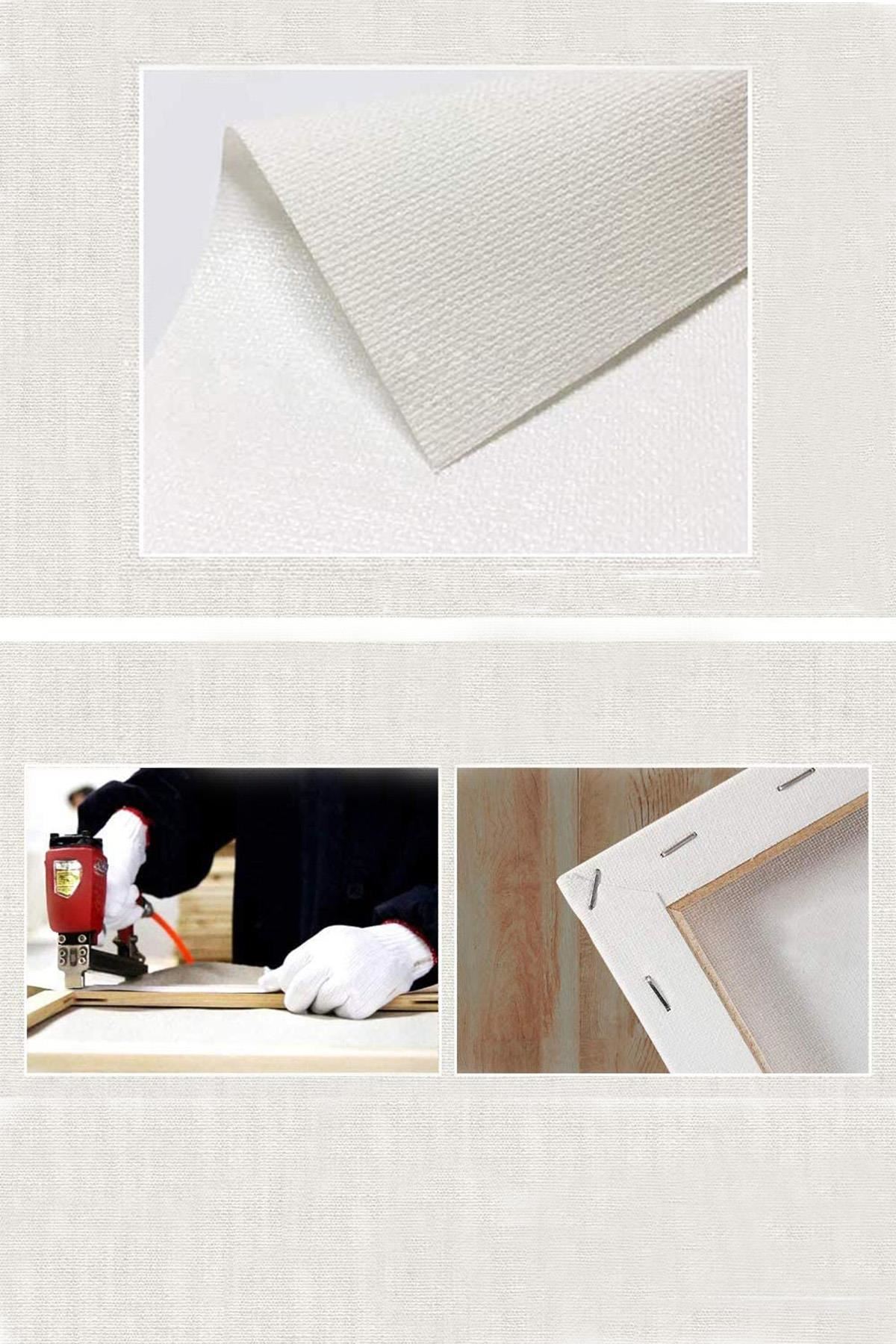 Yaprak Modelli Beyaz Üç Parça Takım Kanvas Duvar Tablo 5521225