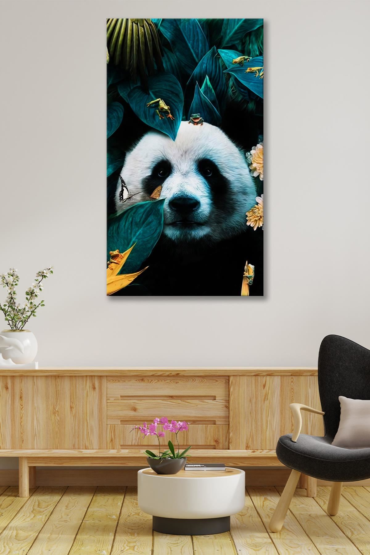 Yeşil Yaprakların Altında Panda  Kanvas Duvar Tablo 4452363