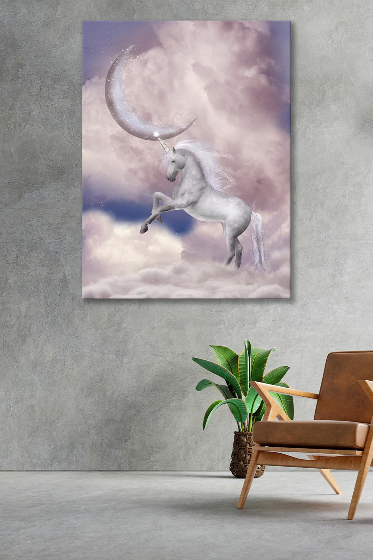 Gökyüzünde Duran Unicorn  Kanvas Duvar Tablo 4452315