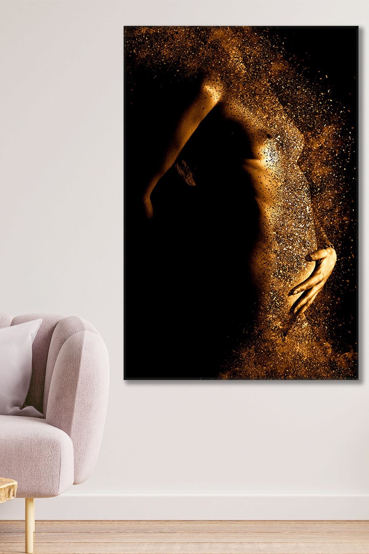Bronz Renkli Modern Kadın Vücudu Duvar Kanvas Tablo 3322182
