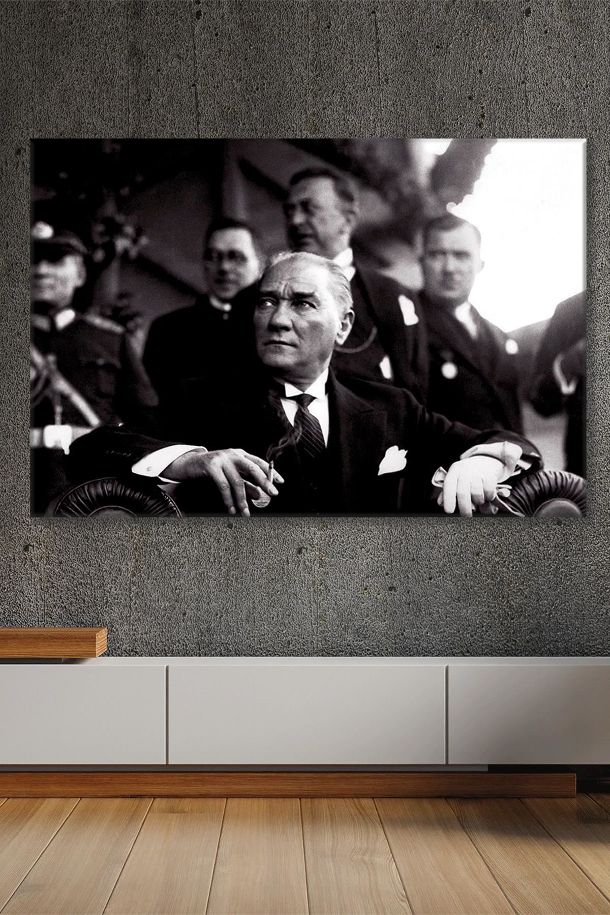 Atatürk İran Şahı'nın Ziyareti ile Ankara'da Yapılan Törende Kanvas Duvar Tablo 221575