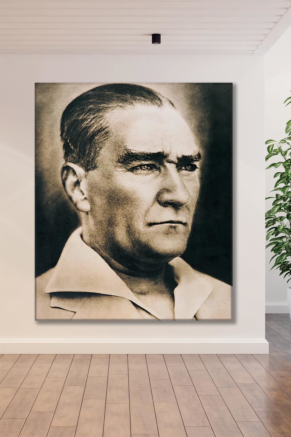 Atatürk Karakalem Portresi Kanvas Duvar Tablo 221540