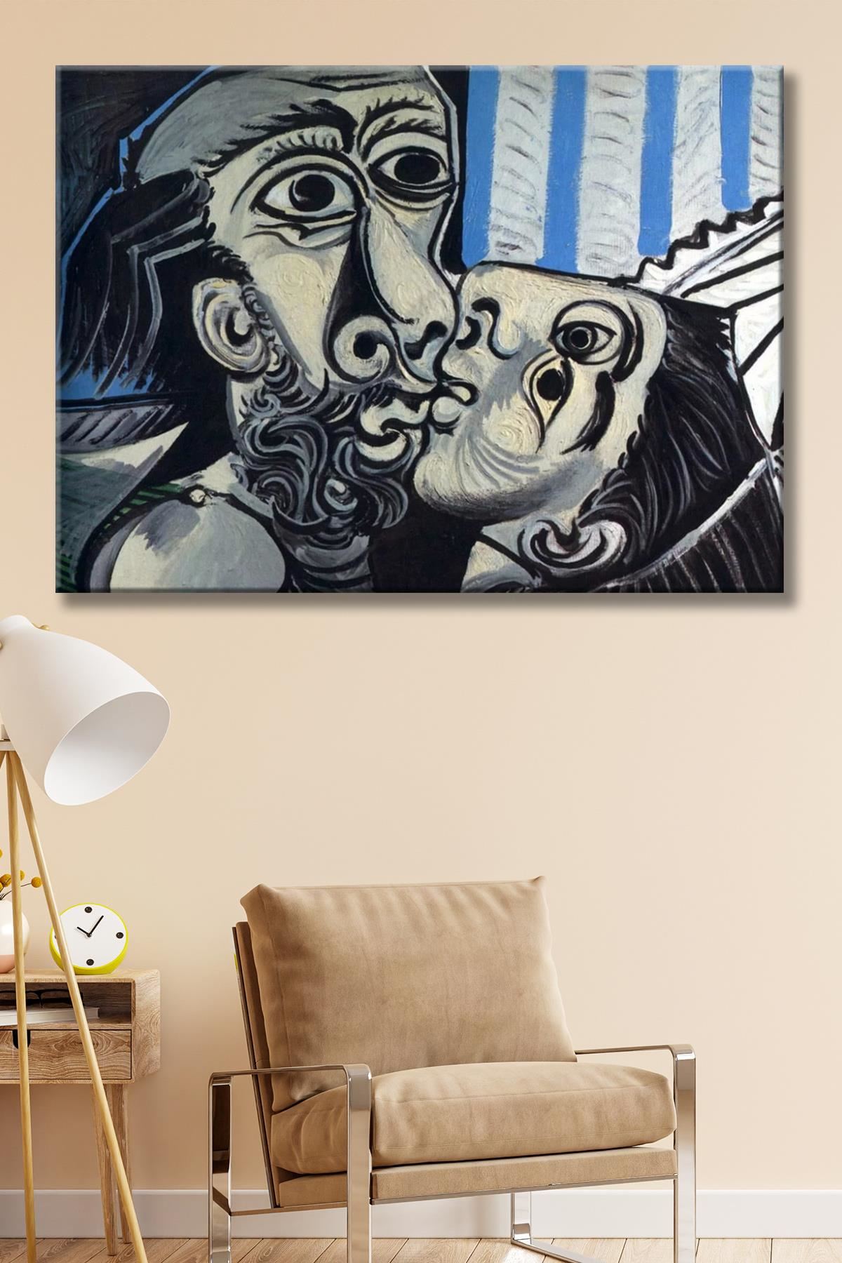 Pablo Picasso - The Kiss  - 106090 -  Dekoratif Duvar Kanvas Tablo