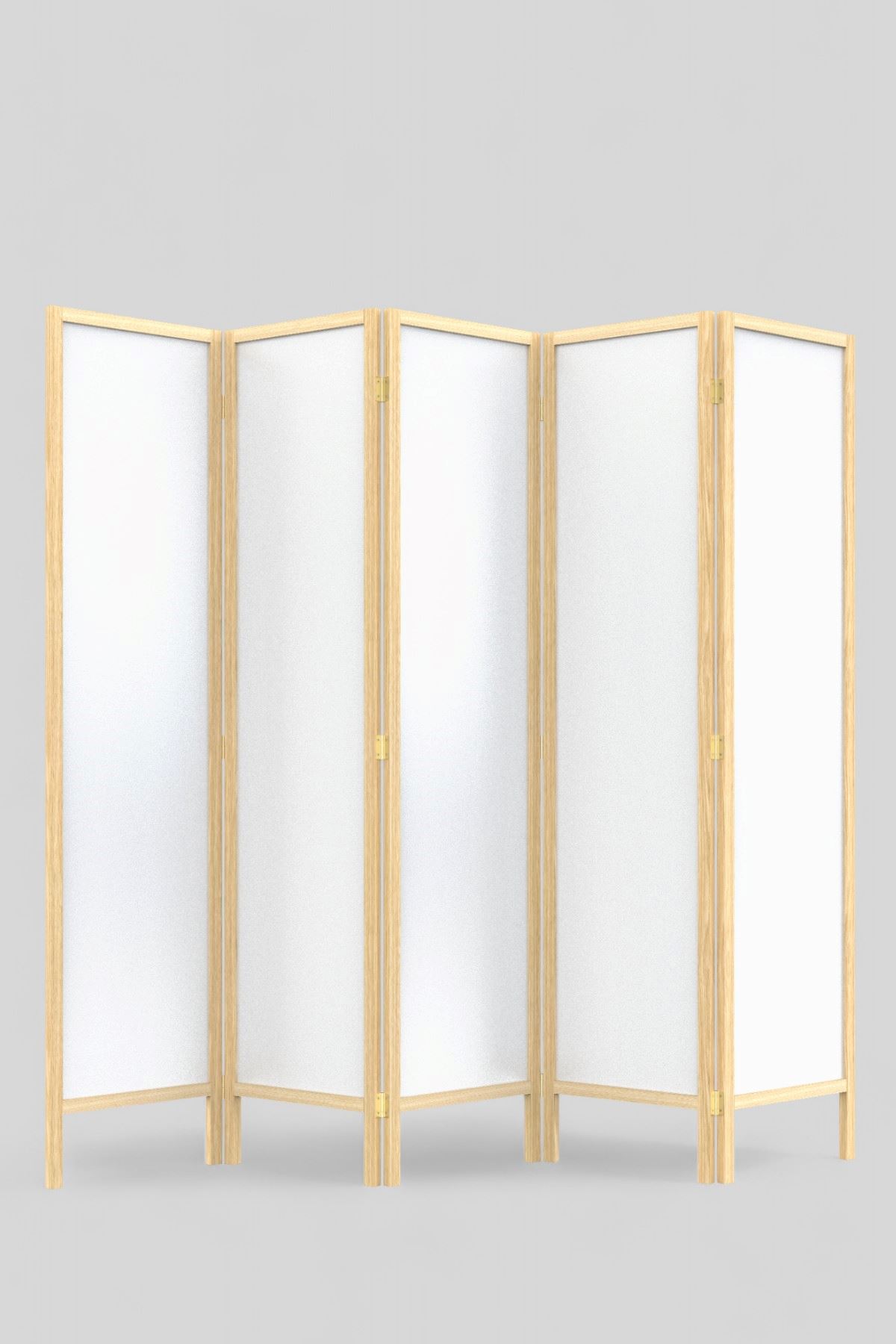 Ahşap Akordiyon Paravan | Doğal Ahşap Çerçeveli, 5 Kanat Bölme Paneli