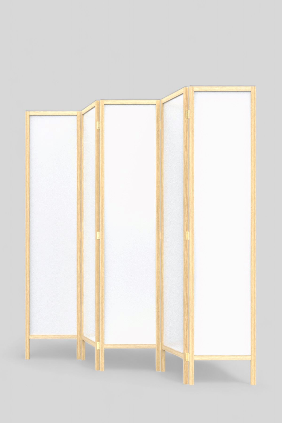 Ahşap Akordiyon Paravan | Doğal Ahşap Çerçeveli, 5 Kanat Bölme Paneli