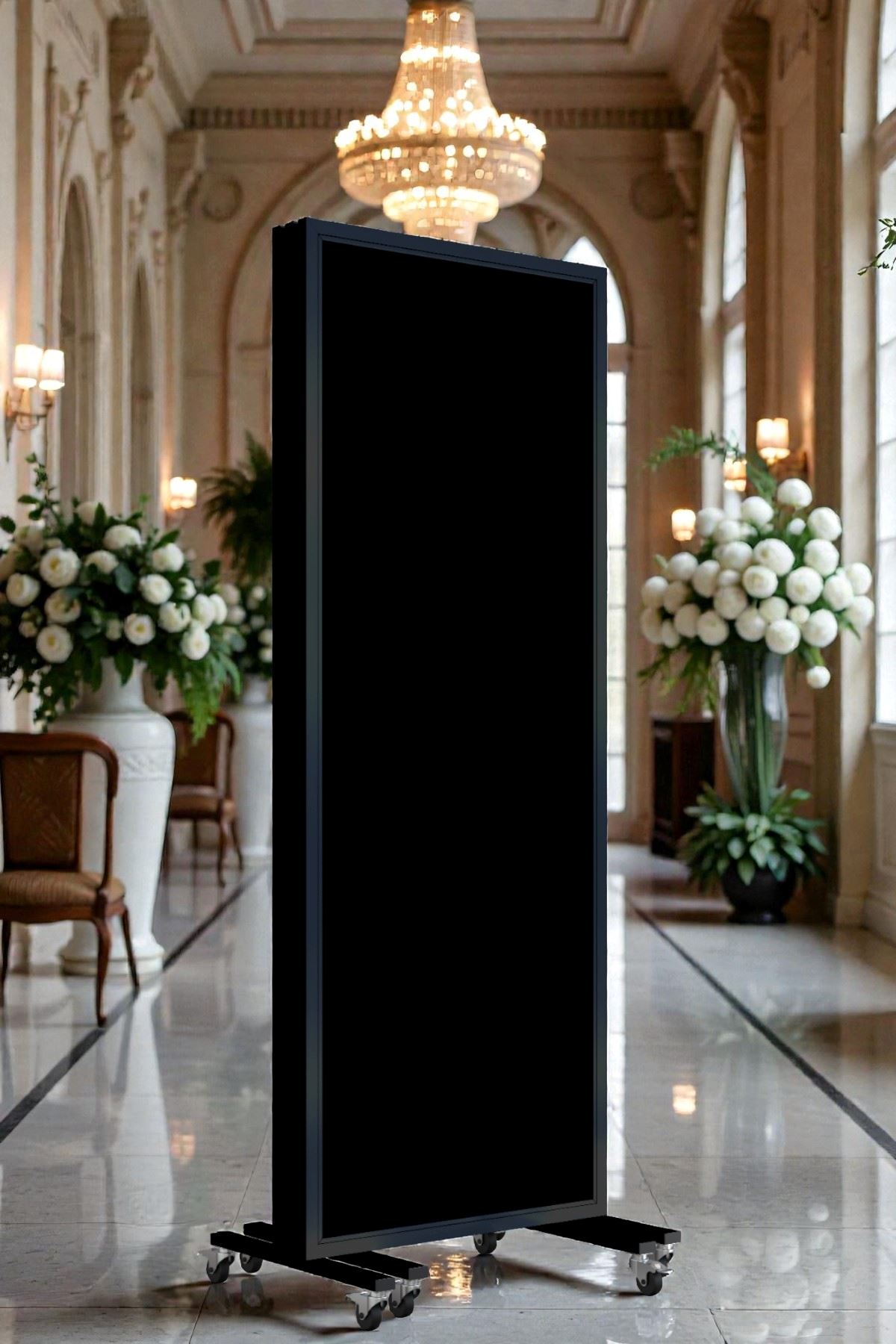 Demir Çerçeveli Tekerlekli Paravan | MDF Yüzeyli, 3 Kanat Bölme Paneli