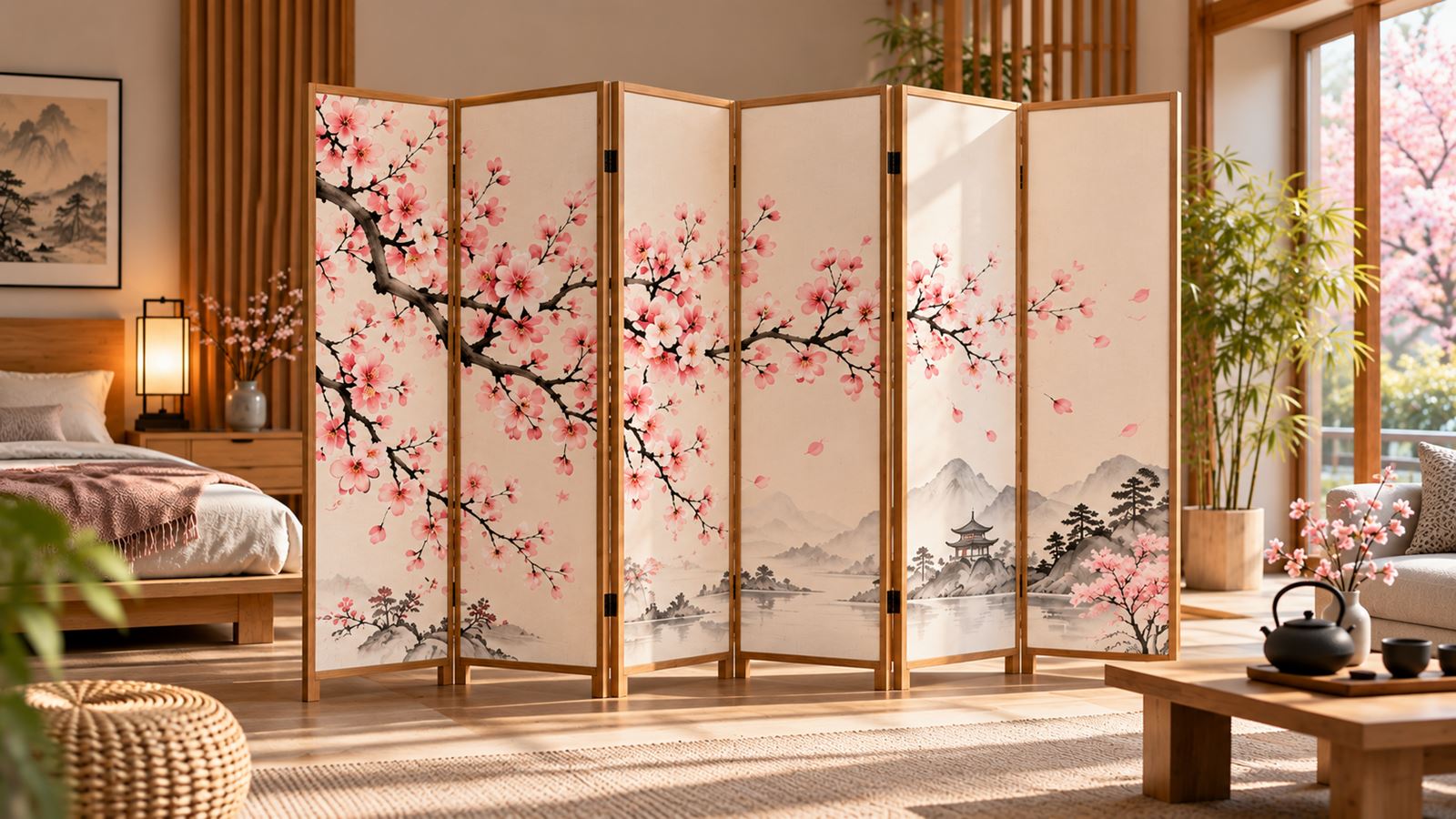 Sakura Japon Stil Paravan | Ölçü, Baskı ve Kullanım Rehberi