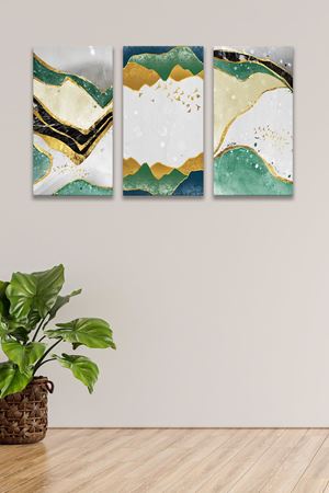 Gri Tonlu Üç Parça Takım Kanvas Duvar Tablo 5521168