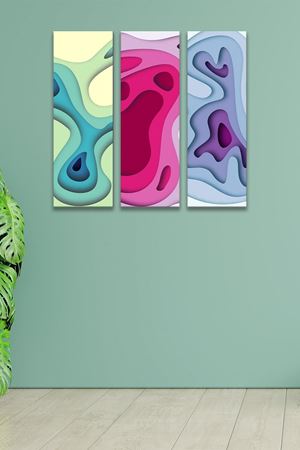Rengarenk Üç Parça Takım Kanvas Duvar Tablo 5521196