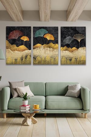 Tarla Modelli Üç Parça Takım Kanvas Duvar Tablo 5521182