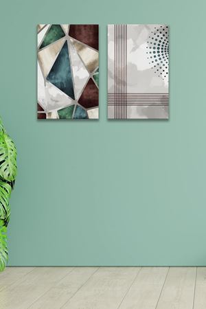 Koyu Tonlu İki Parça Takım Kanvas Duvar Tablo 5521177