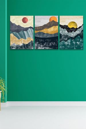 Dağ Modelli Üç Parça Takım Kanvas Duvar Tablo 5521153
