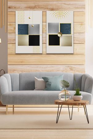 Kareli İki Parça Takım Kanvas Duvar Tablo 5521178