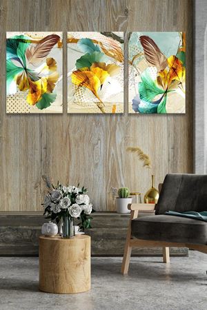 Canlı Renkli Üç Parça Takım Kanvas Duvar Tablo 5521167