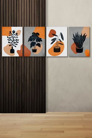 Saksı Modelli Dört Parça Takım Kanvas Duvar Tablo 5521223