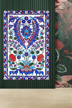 Çini Çiçekler Dini Art Kanvas Tablo 2221643