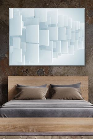 Sıralı Beyaz Plazma 3 Boyutlu Kareler Art Kanvas Tablo 2221568
