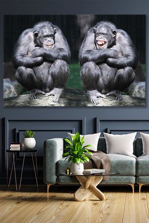 Birbirlerine Bakan Maymunlar  Kanvas Duvar Tablo 4452230