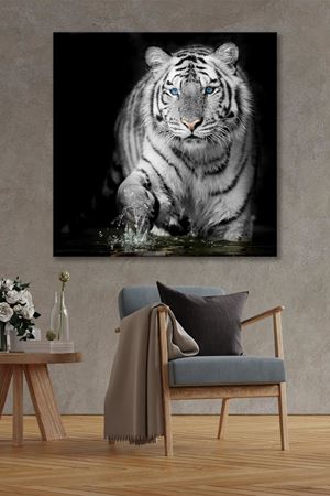 Beyaz Kaplan  Kanvas Duvar Tablo 4452411