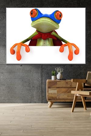 Elleriyle Tutunmuş Animasyon Kurbağa Art Kanvas Tablo 2221611
