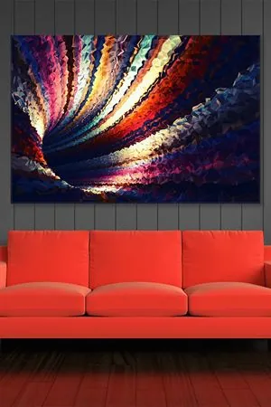 Renkli Sulu Boya Darbeli 3 Boyutlu Derinlik Art Kanvas Tablo 2221576