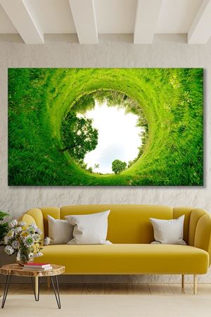 Yeşil Derinliklerde Güneşle Büyüyen Ağaç 3 Boyutlu Art Kanvas Tablo 2221575