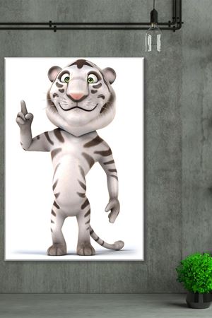 Bekleyin İşareti Yapan Animasyon Kaplan Art Kanvas Tablo 2221624