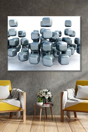 Metal Renkli 3 Boyutlu Kutucuklar Art Kanvas Tablo 2221558