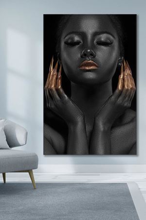 Rose Gold Dudaklı Afrikalı Kadın Art Kanvas Tablo 2221589