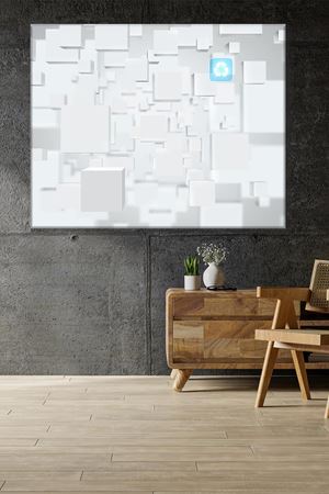 Geri Dönüşüm Sembolü Bulunan 3 Boyutlu Kutular Art Kanvas Tablo 2221571