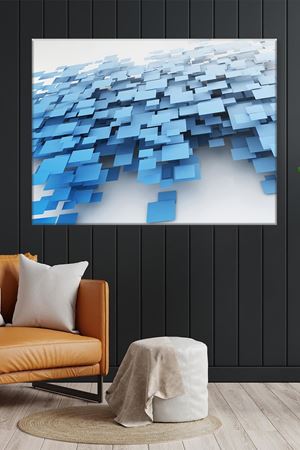 Mavi Plazma 3 Boyutlu Kareler Art Kanvas Tablo 2221555