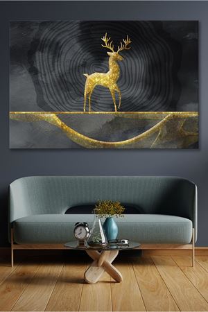 Altın Sarısı Geyik  Kanvas Duvar Tablo 4452181
