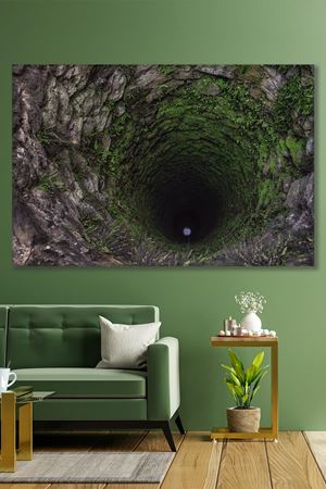 Derin Yosun Kaplı 3 Boyutlu Çukur Art Kanvas Tablo 2221548