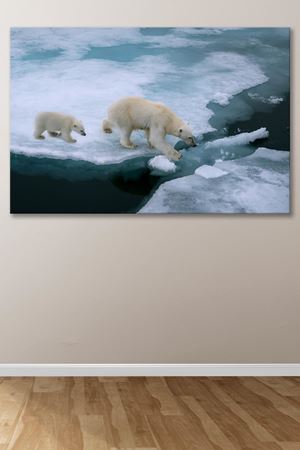 Buzda Yürüyen Kutup Ayıları  Kanvas Duvar Tablo 4452242