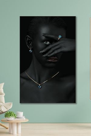 Apatit Taşlı Takılı Afrikalı Kadın Art Kanvas Tablo 2221595