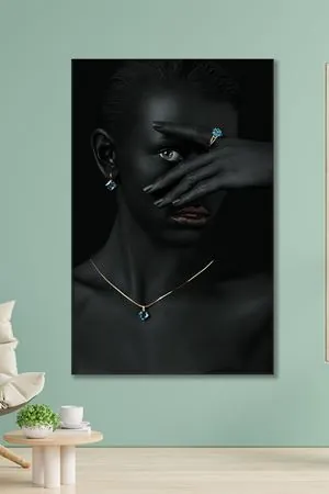 Apatit Taşlı Takılı Afrikalı Kadın Art Kanvas Tablo 2221595