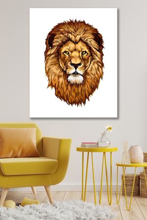 Renkli Aslan Çizimi Kanvas Duvar Tablo 4452256