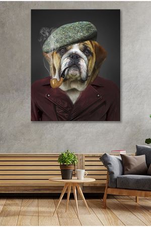 Pipo İçen Köpek  Kanvas Duvar Tablo 4452377