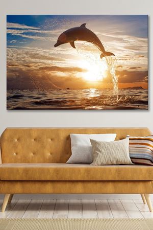 Denizden Atlayan Yunus Kanvas Duvar Tablo 4452428