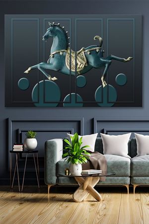 Gri Renkli At  Kanvas Duvar Tablo 4452180