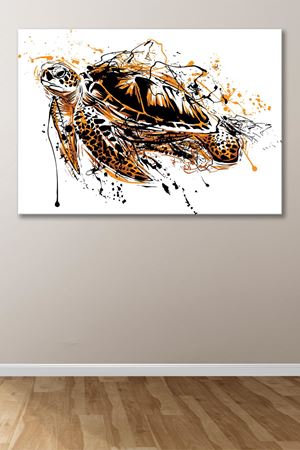 Kahverengi Kaplumbağa Çizimi  Kanvas Duvar Tablo 4452289