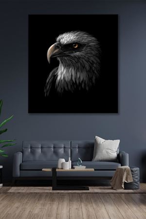 Siyah Arka Planda Kartal Kanvas Duvar Tablo 4452461