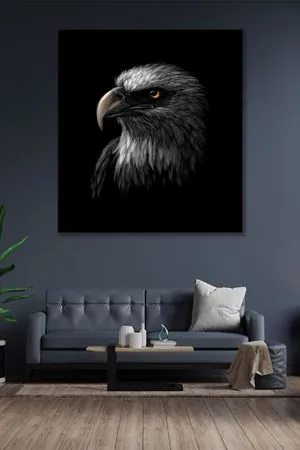 Siyah Arka Planda Kartal Kanvas Duvar Tablo 4452461