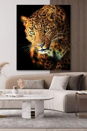 Hırlayan Leopar  Kanvas Duvar Tablo 4452243