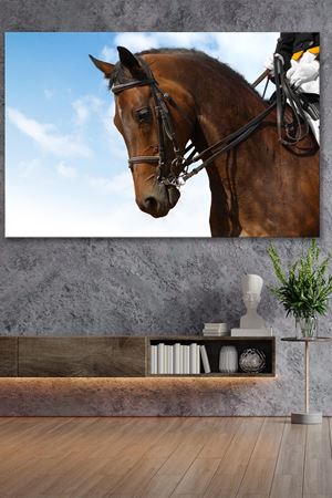 Kafasını Eğmiş Kahverengi At  Kanvas Duvar Tablo 4452460