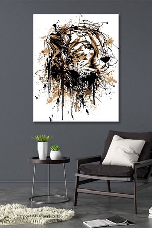 Siyah Kahverengi Leopar Çizimi Kanvas Duvar Tablo 4452326