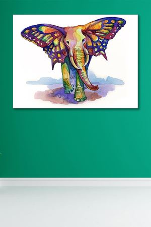 Rengarenk Fil Çizimi Kanvas Duvar Tablo 4452293