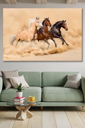 Kumda Koşan Atlar Kanvas Duvar Tablo 4452287