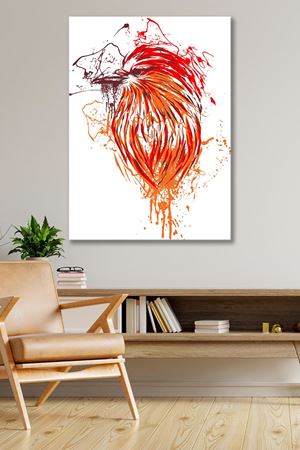Kırmızı Kuş Çizimi Kanvas Duvar Tablo 4452323
