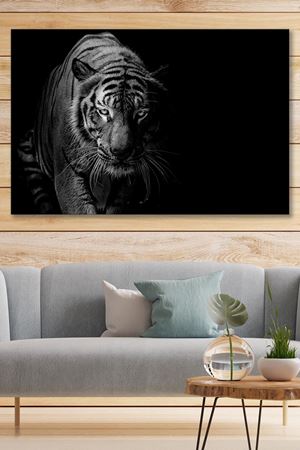 Siyah Beyaz Kaplan Kanvas Duvar Tablo 4452387